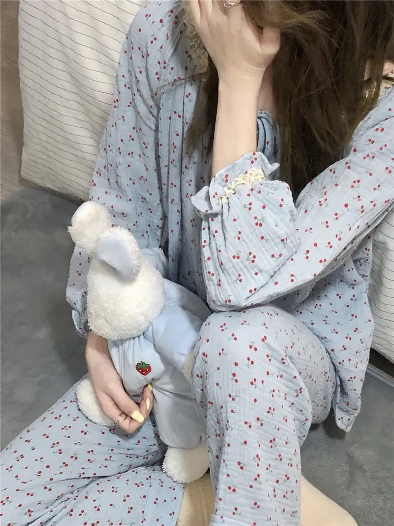 플라워 패턴 캐주얼 홈웨어 세트 상세 이미지 6