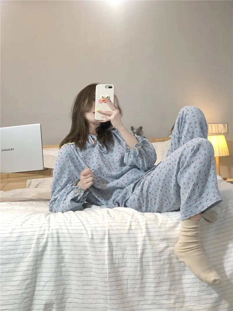 플라워 패턴 캐주얼 홈웨어 세트 상세 이미지 11