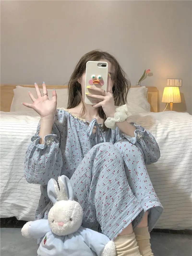 플라워 패턴 캐주얼 홈웨어 세트 상세 이미지 12
