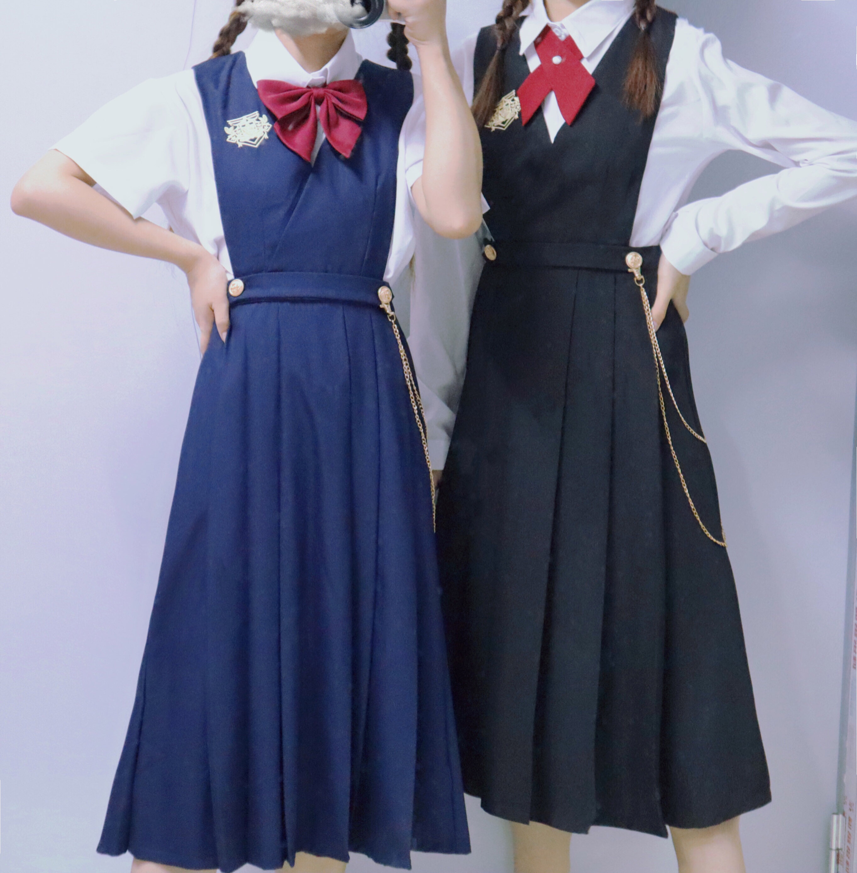 黑色护奶裙长袖交叉领结