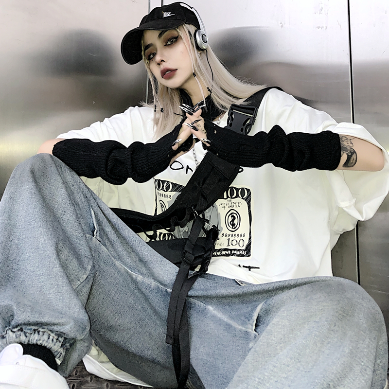 实价不减控价韩国ins潮人周边搭配袖子手套针织半袖割破饰品暗黑