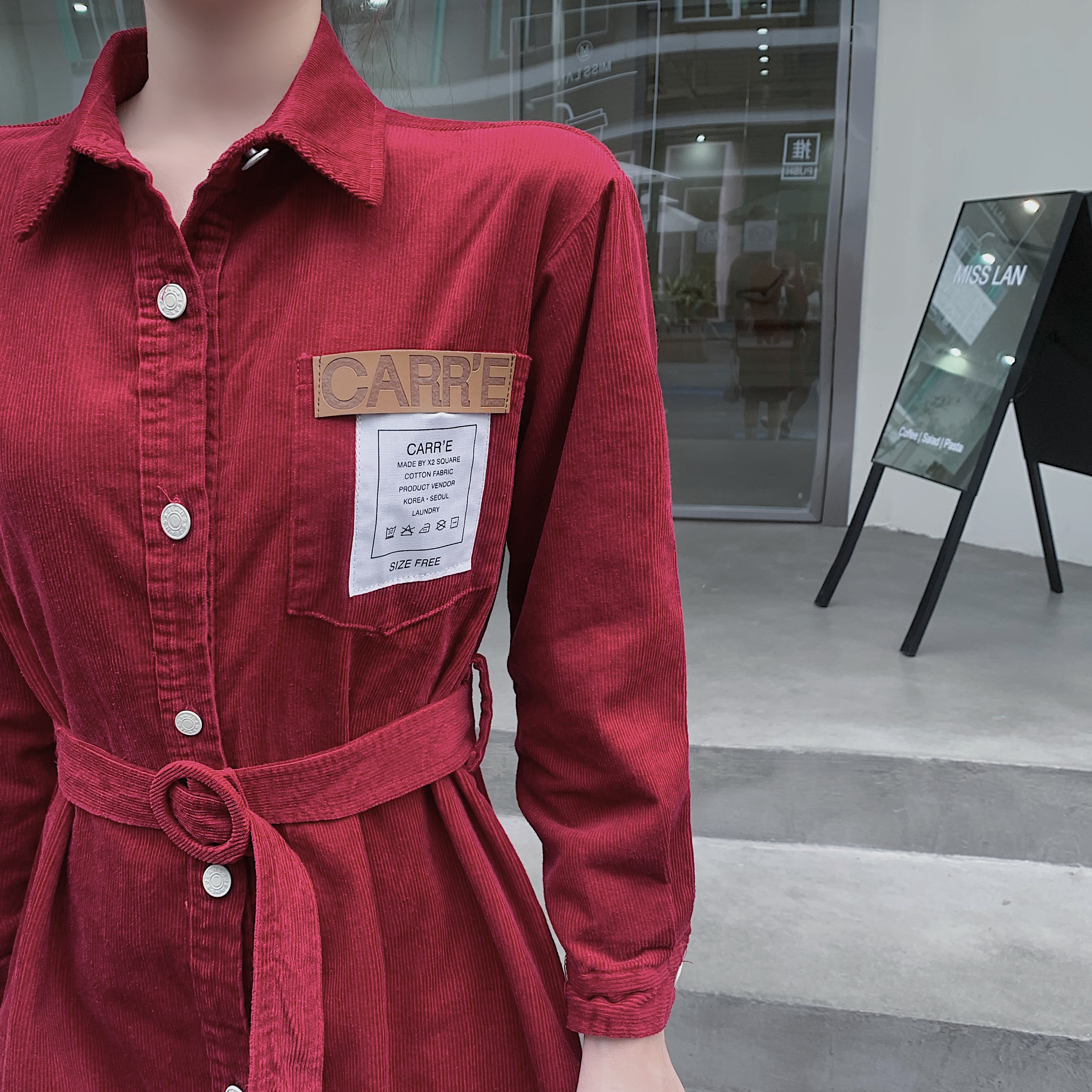 实拍 红色连衣裙复古赫本风长裙2020秋冬新款长袖衬衫裙收腰显瘦