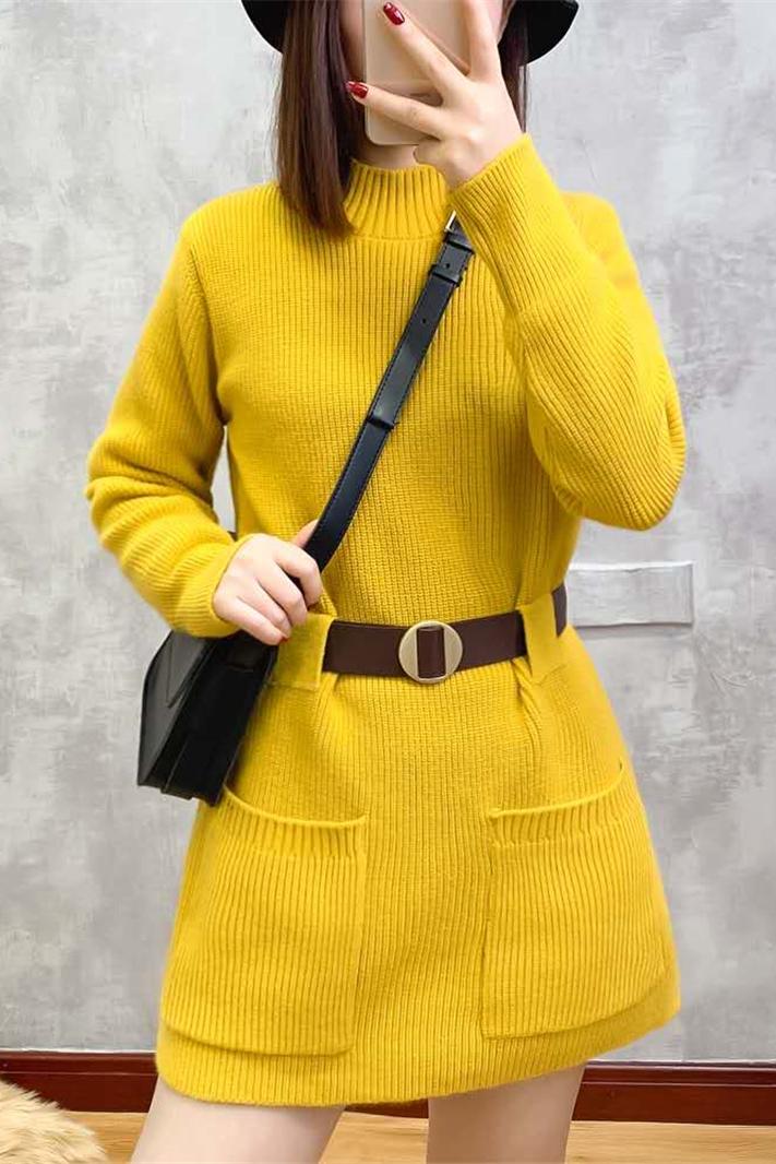 春秋装毛衣女宽松外穿2020年新款女装上衣服腰带针织衫女秋冬百搭