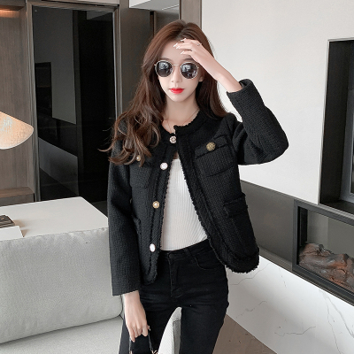 实拍2020秋季新款韩版chic气质百搭小香风短款外套