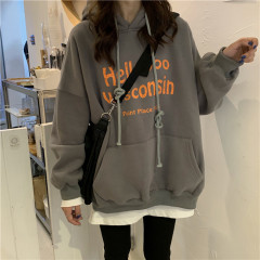 Grey sweater women autumn winter 2020 new loose Korean version thickened Plush Slouchy Hoodie Jacket fashion