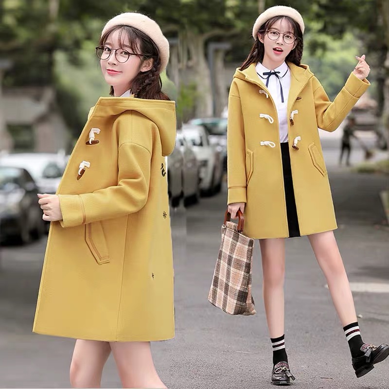 中学生女冬装加厚呢子大衣2020新款韩版学院风少女初中生毛呢外套