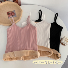 批发实拍实价 <b class='q'>秋</b>冬新款韩版内搭吊带背心加绒加厚保暖打底衫上衣女