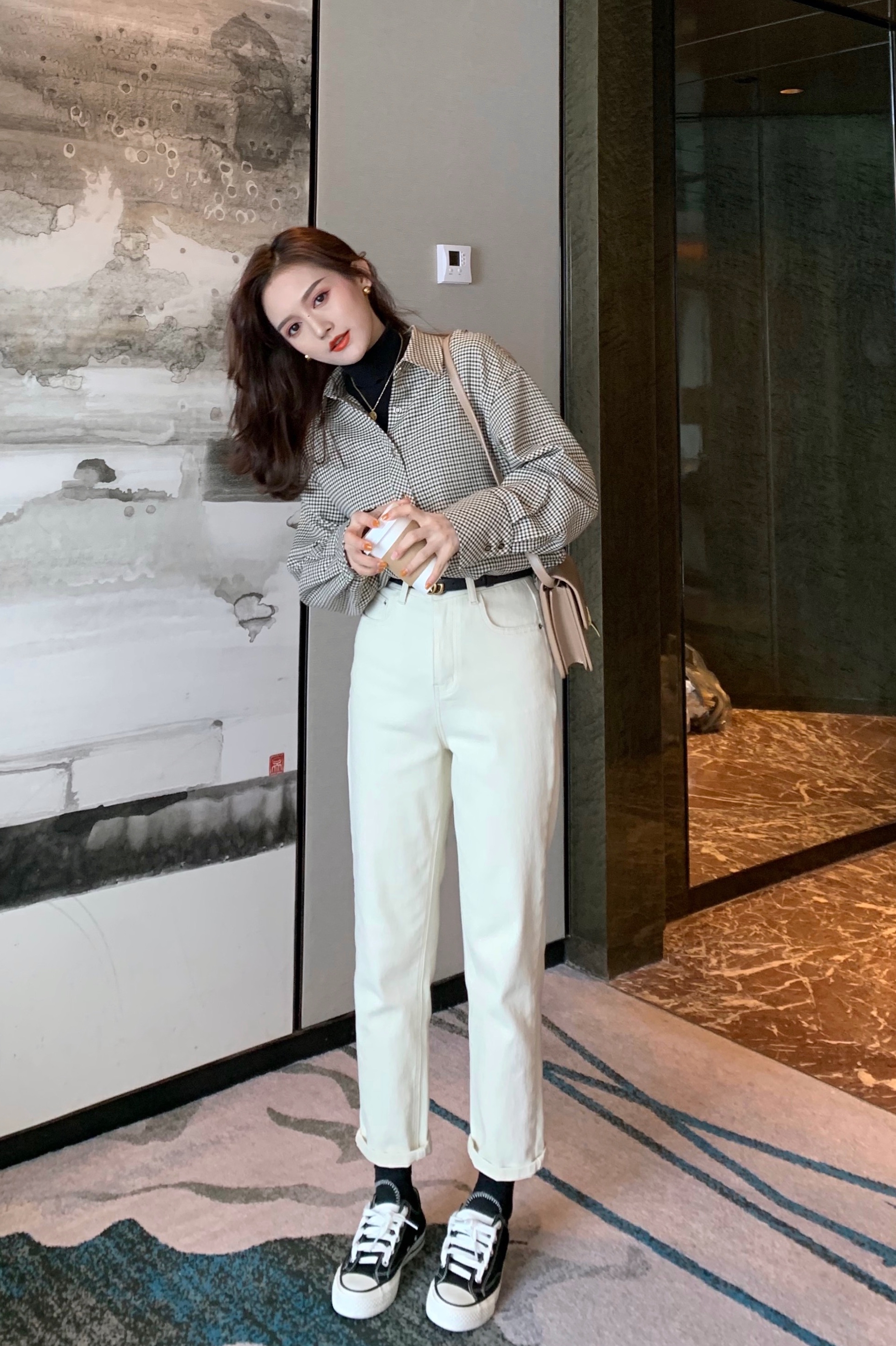 切糕自制 万人迷小白裤 加绒磨毛加厚薄绒直筒牛仔裤女显瘦-网红牛仔