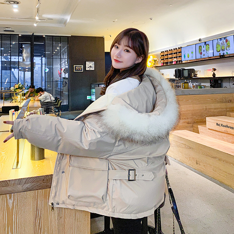 实拍2020年韩国东大门短款羽绒服韩版学生棉服派克服大毛领棉衣女