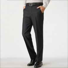 批发<b class='q'>冬</b>季新款中老年男士抗皱免烫厚款商务休闲西裤宽松直筒深档长裤