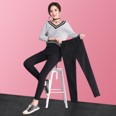 批发2025新款魔术黑色九分打底裤女裤子外穿<b class='q'>春</b>秋高腰薄款显瘦小脚铅笔