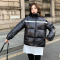 小谷粒织带拼接羽绒服女冬季2020新款立领拉链宽松90白鸭绒外套潮轮播图2