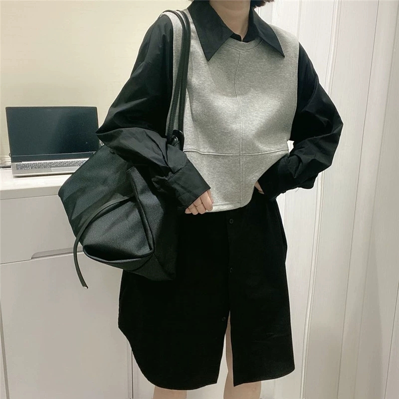 小众显高套装女韩版春季2021新款休闲洋气衬衫马甲裙气质两件套潮