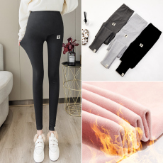 批发实拍孕妇裤子冬季时尚长裤秋冬款加绒加厚打底裤潮妈保暖裤