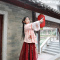 实拍 改良儿童中国风红缨明制汉服女孩新年拜年服三件套装轮播图2