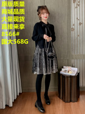 2020宽松外穿针织毛衣+蝴蝶结系带翻领连衣裙女两件套装