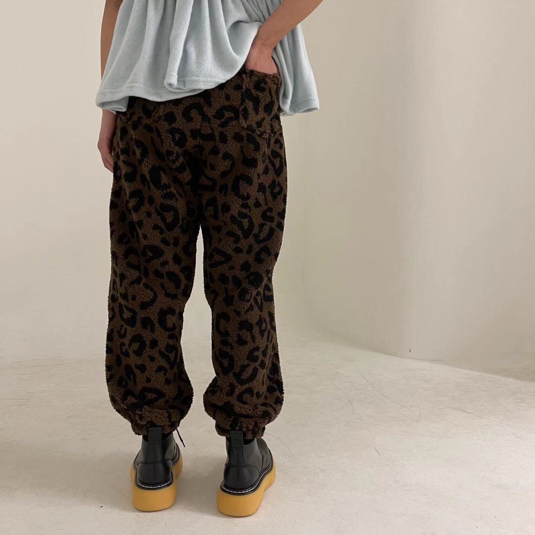 韩国东大门正品女装2020秋季新款豹纹毛绒束脚休闲裤120116