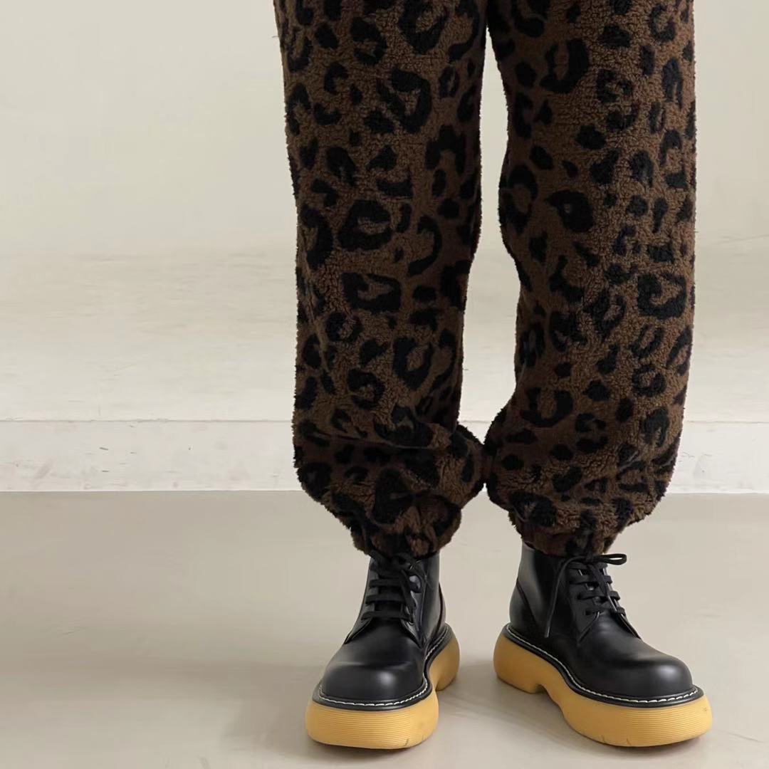 韩国东大门正品女装2020秋季新款豹纹毛绒束脚休闲裤120116