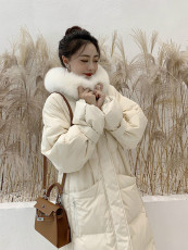 羽绒棉服女韩版宽松2020年冬季新款中长款棉衣外套大毛领棉袄加厚