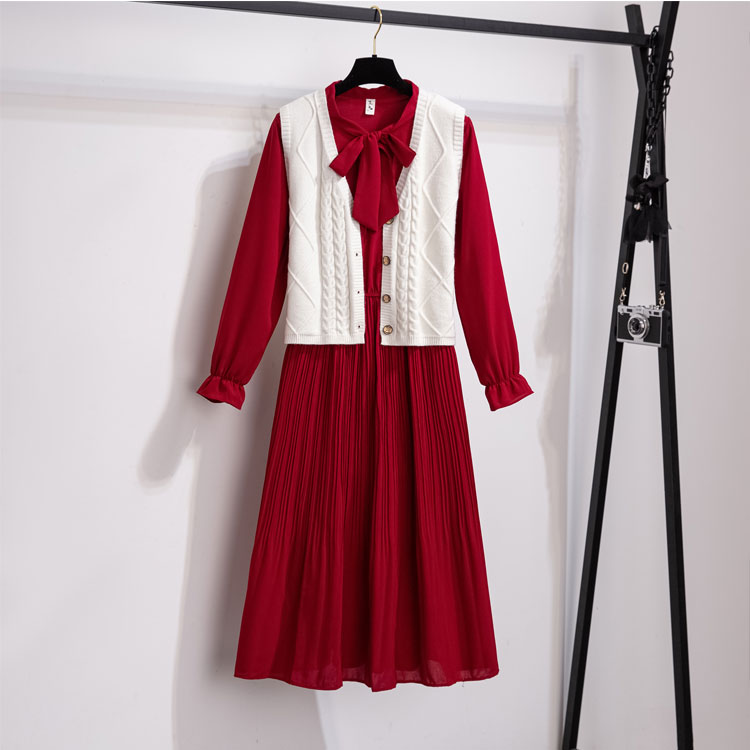 红色连衣裙春秋装新款女装秋季秋冬长袖春秋回门衣服裙子套装-爱尚美