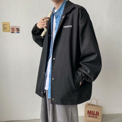 实拍日系流行夹克简约修身青年潮流新款时尚翻领文艺百搭ins休闲