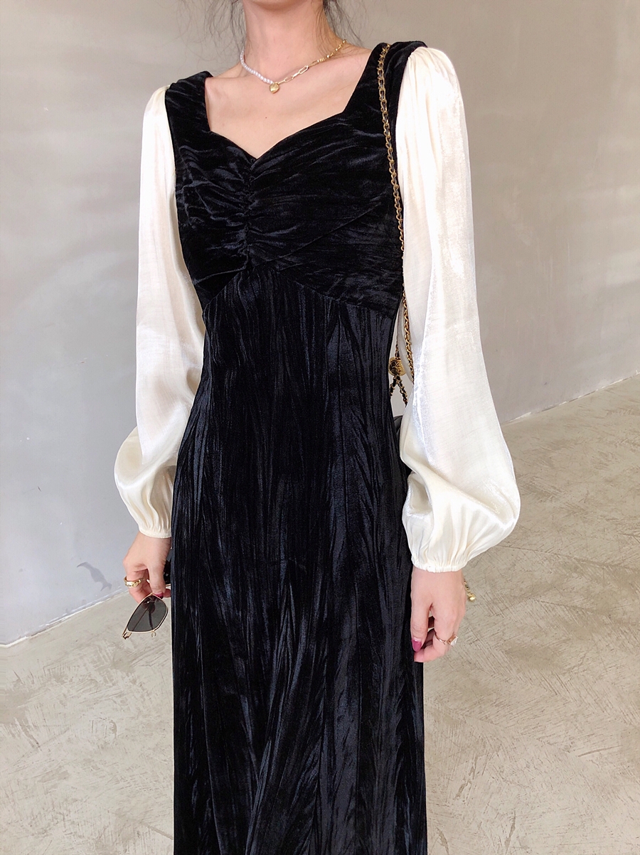 黑色拼接香槟色