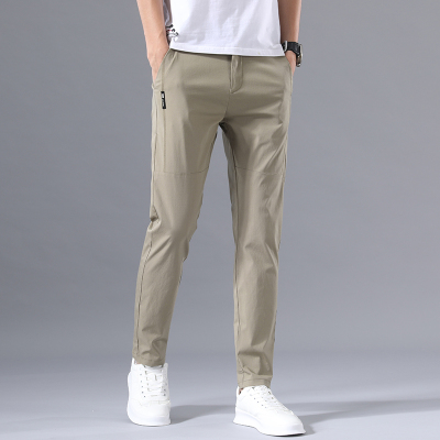 休闲裤男士夏裤夏季薄款弹力长裤修身直筒裤子韩版潮流百搭松紧腰