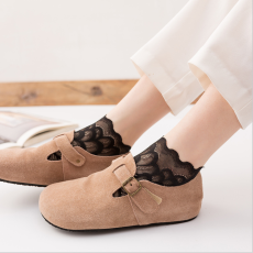 批发袜子女隐形袜 蕾丝花边薄款透明镂空网纱中筒<b class='q'>短袜</b> 日系洛丽塔船袜