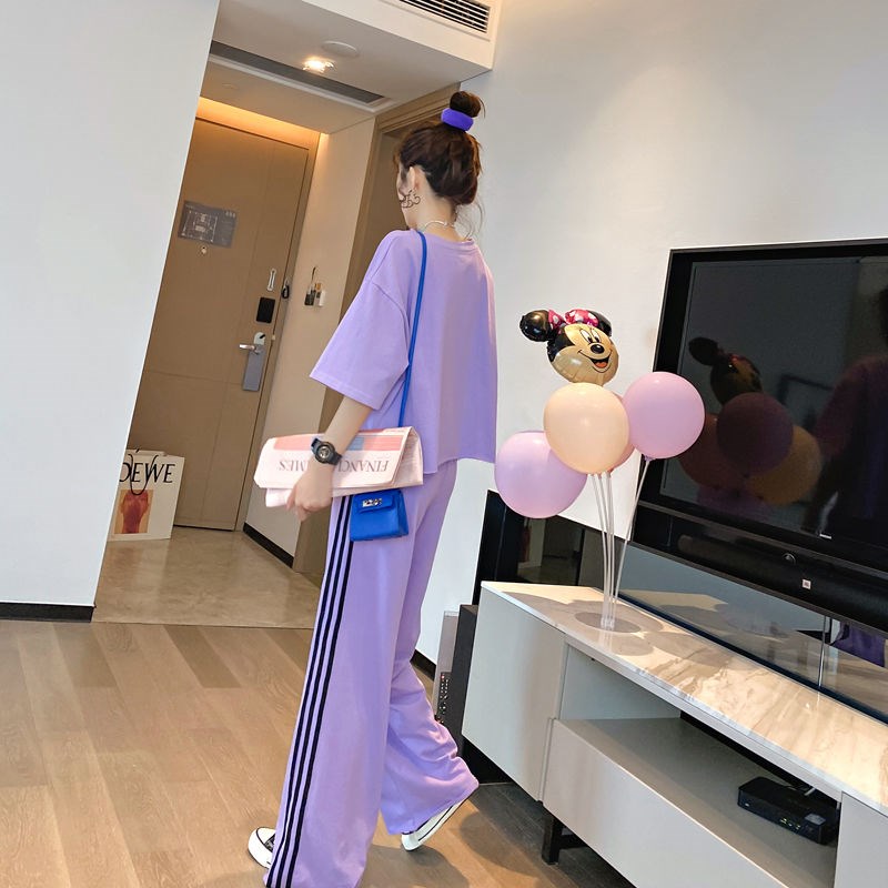 两件套休闲运动套装女宽松减龄洋气2021夏季新款小个子显高阔腿裤