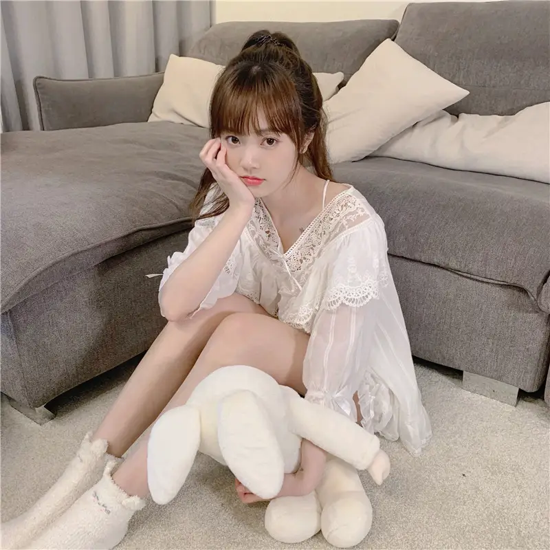 플라워 레이스 홈웨어 세트 상세 이미지 3