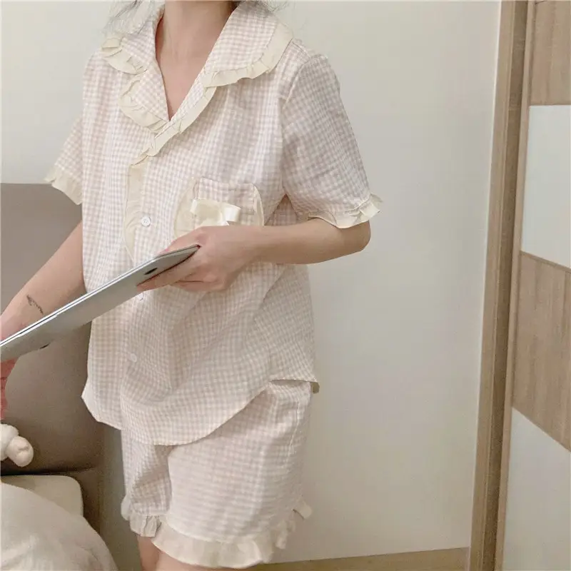 소프트 코튼 루즈 슬리브 헤어밴드 홈웨어 세트 상세 이미지 8