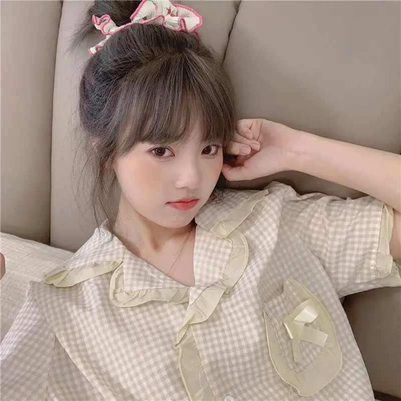 소프트 코튼 루즈 슬리브 헤어밴드 홈웨어 세트 상세 이미지 17
