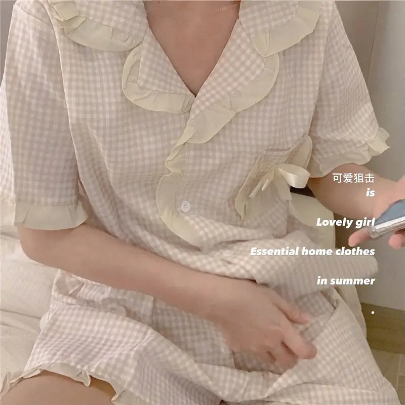 소프트 코튼 루즈 슬리브 헤어밴드 홈웨어 세트 상세 이미지 19