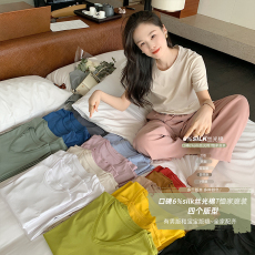 批发口碑6%silk丝光棉T恤<b class='q'>家庭装</b>新升级凉感免烫桑蚕丝面料！T0088