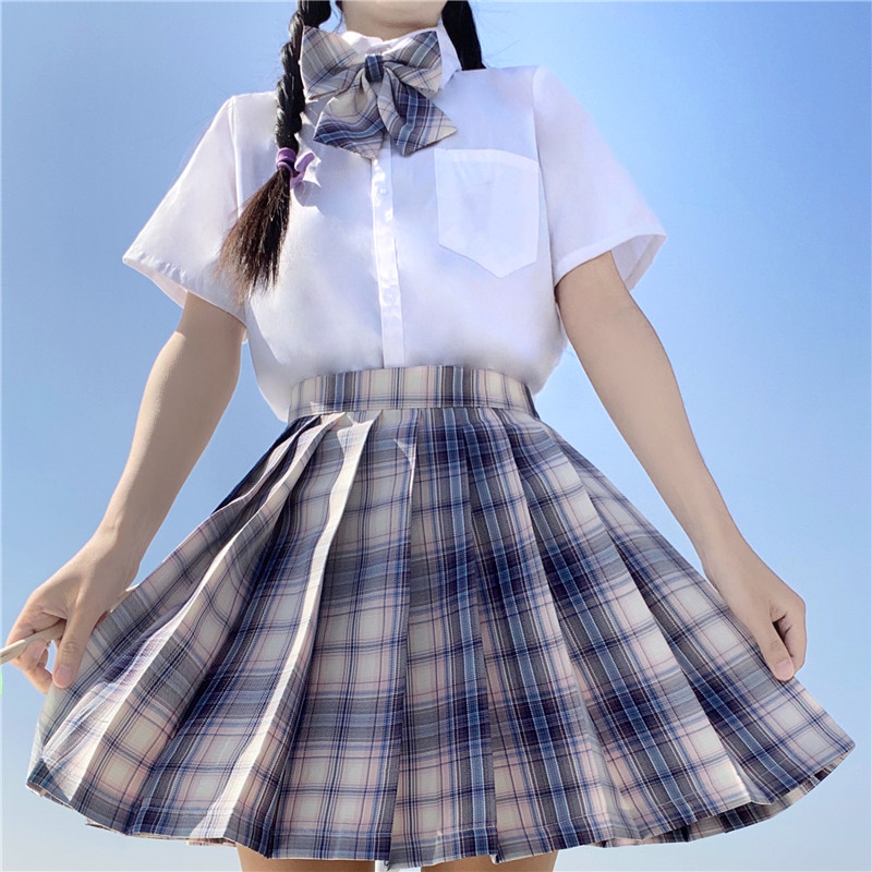 实拍白夜霓虹正版jk制服全套兔缝缝温柔一刀jk裙日系金鱼姬百褶裙