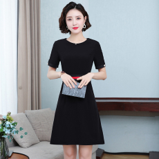 批发2021夏装新款<b class='q'>韩版</b>时尚气质<b class='q'>珠宝</b>黄金店美容师空姐工作服职业连衣裙