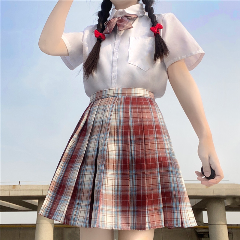 实拍梗豆物语金鱼姬jk制服裙正版女春装新款学生基础款衬衫格套装