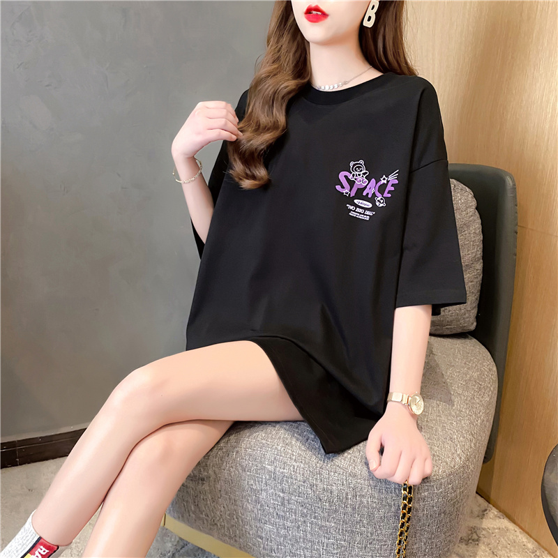ins超火卡通字母短袖t恤女夏韩版潮学生宽松百搭半袖上衣服