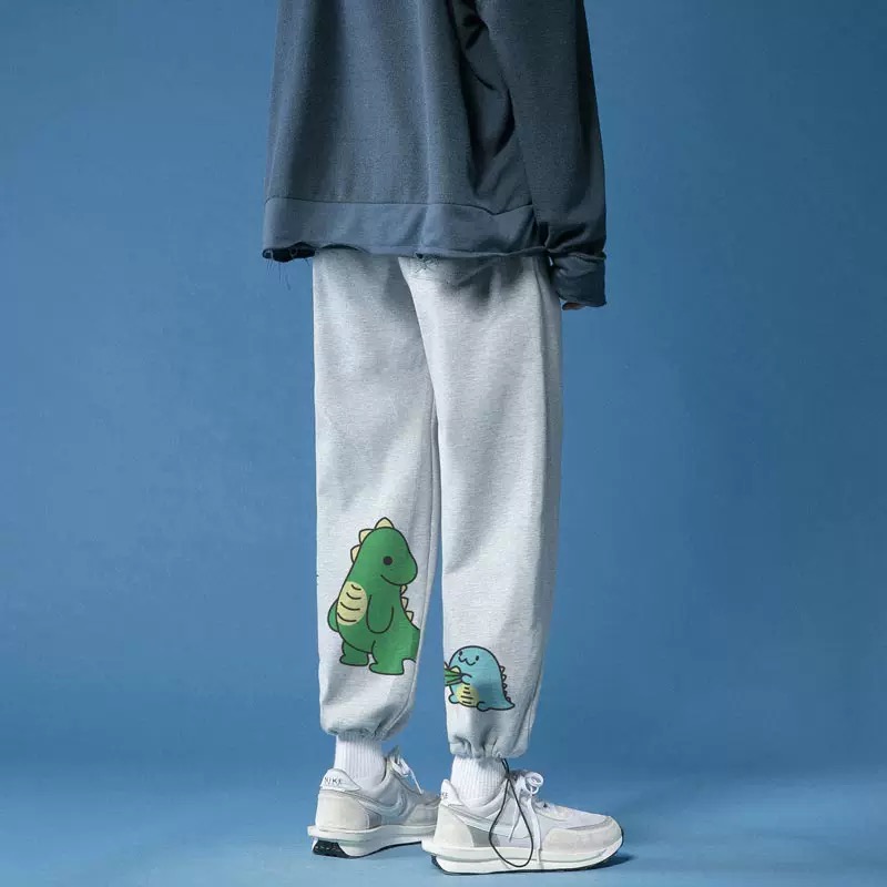 男生小恐龙裤子夏季韩版潮流运动裤潮牌ins港风原宿宽松束脚卫裤