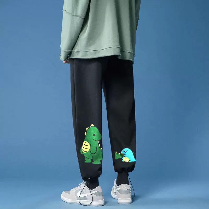 男生小恐龙裤子夏季韩版潮流运动裤潮牌ins港风原宿宽松束脚卫裤