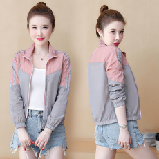 批发实拍2025夏季户外时尚女撞色薄款<b class='q'>韩版</b>短款外套休闲防晒衣