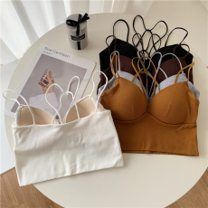 批发实拍实价美背内衣女无钢圈小胸聚拢吊带背心抹胸式一体裹胸文胸罩