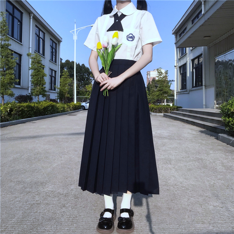 台湾师大附中同款jk校服制服的校供琴褶短袖刺绣夏季学生女生衬衫