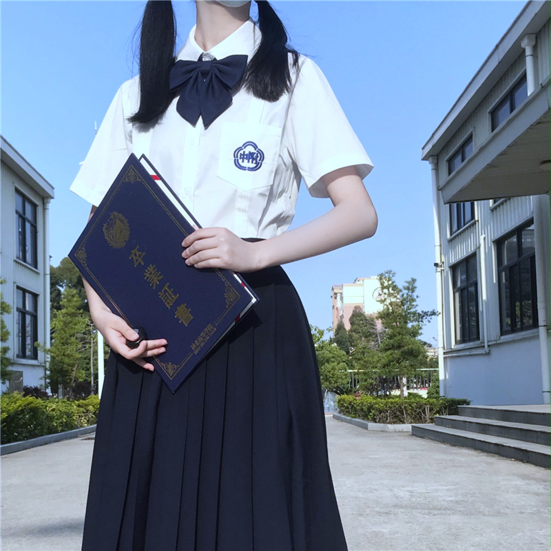 臺灣師大附中同款jk校服制服的校供琴褶短袖刺繡夏季學生女生襯衫