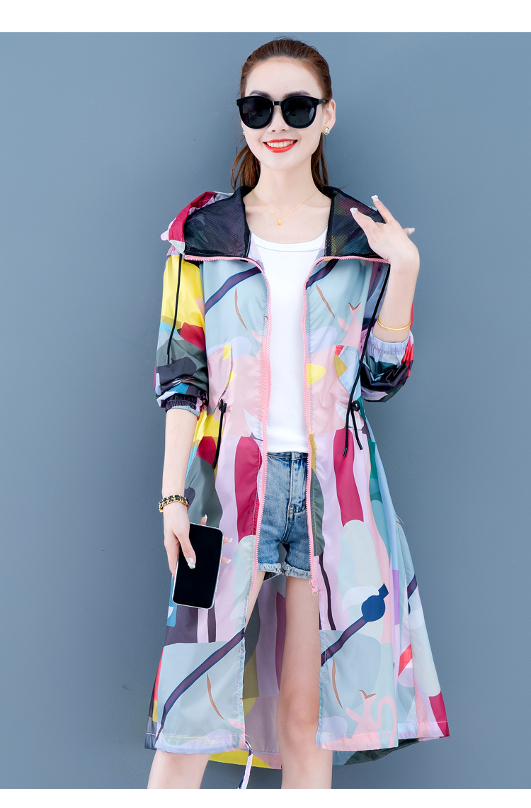 迷彩防晒衣女中长款夏2021新款防紫外线透气防晒衫过膝洋气防晒服
