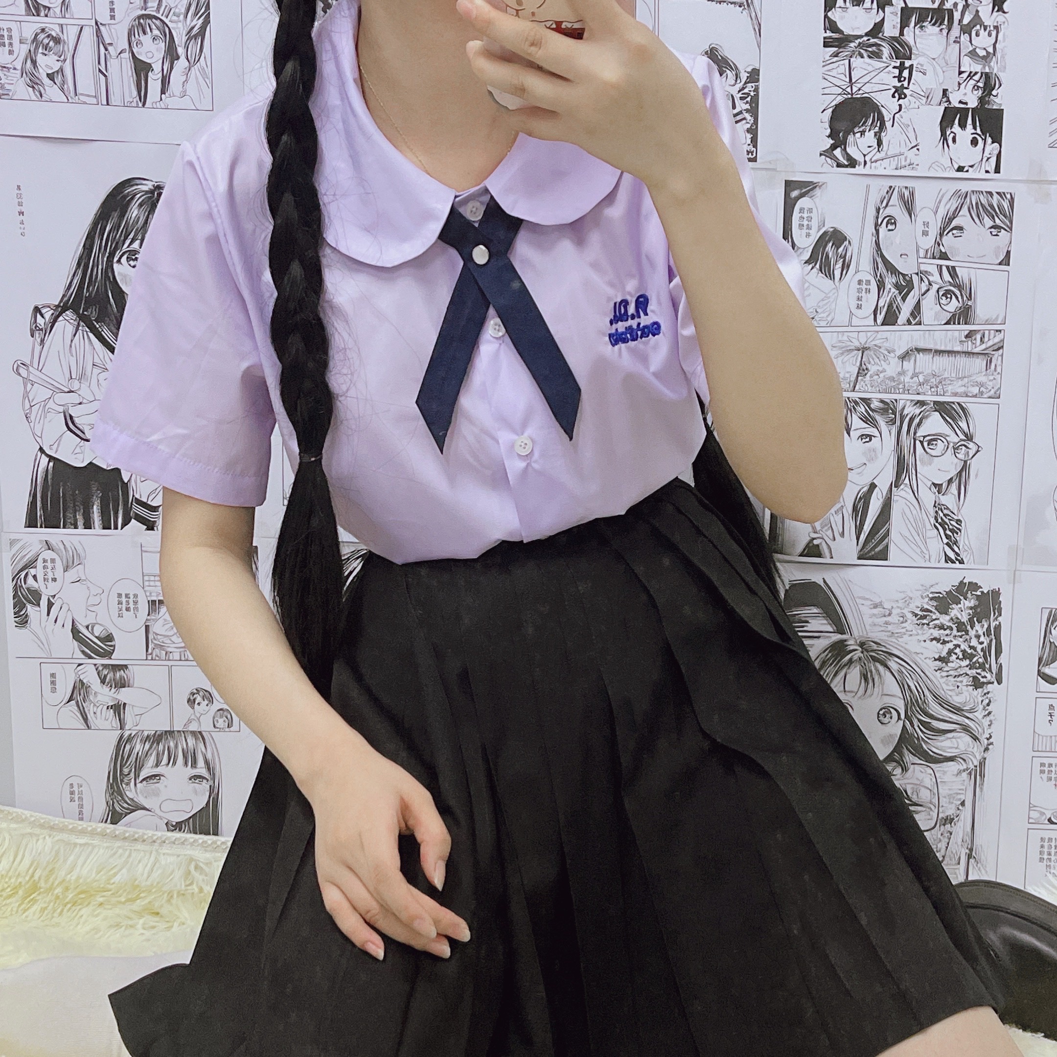 实拍现货 小水 泰国校服jk短袖圆领刺绣