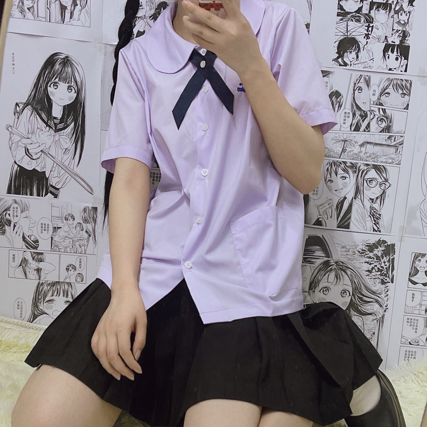 现货小水泰校服jk短袖圆领刺绣