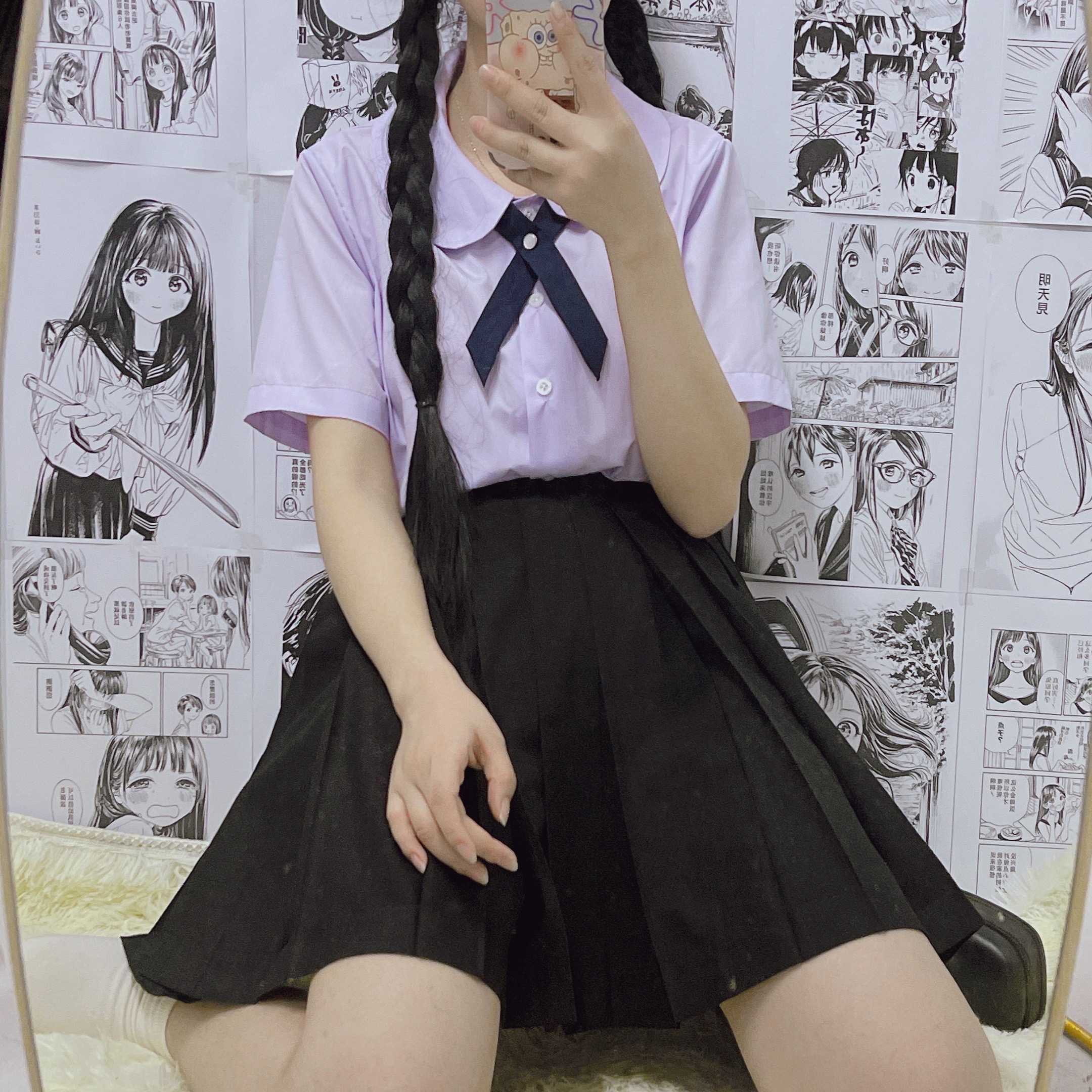 现货小水泰校服jk短袖圆领刺绣