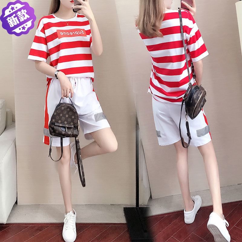 短袖休闲运动服套装女夏季新款短裤韩版潮宽松两件套百搭显瘦