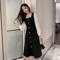 批发2023春秋季新款长袖<b class='q'>连衣裙</b>女小香风中长款<b class='q'>修身</b>大码复古打底裙长裙